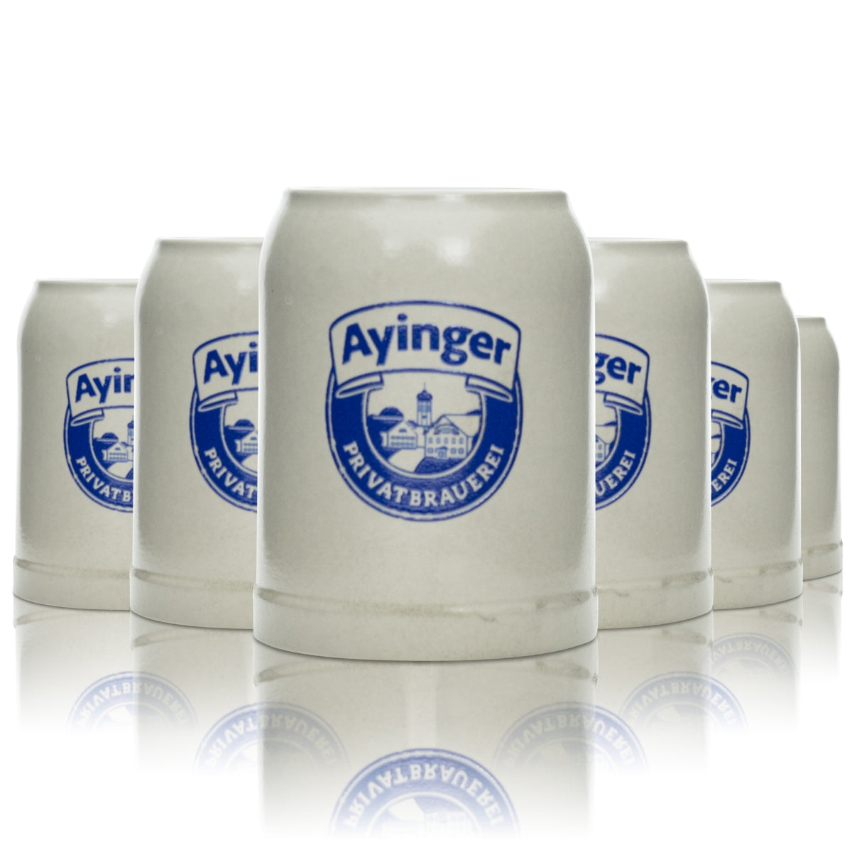 6x Ayinger beer mug 0.5l clay Seidel handle glass mugs glasses stoneware brewery