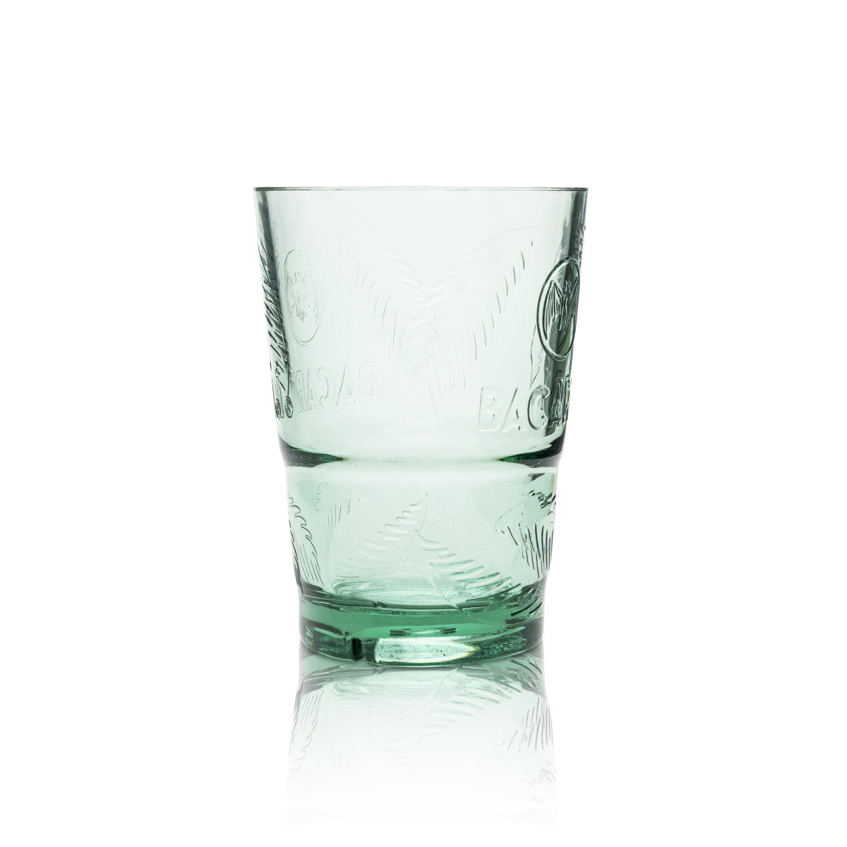 6x Bacardi reusable plastic cups, glass, 0.36 l, green long drink glasses with palm tree pattern – View 3