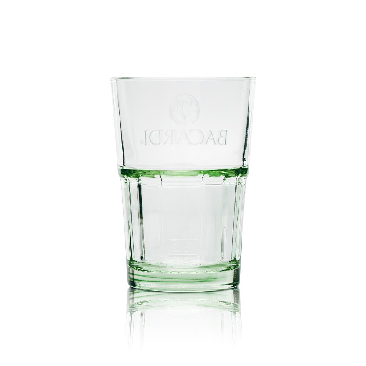 6x Bacardi Rum Glass Green Long Drink Stackable 36cl – View 3