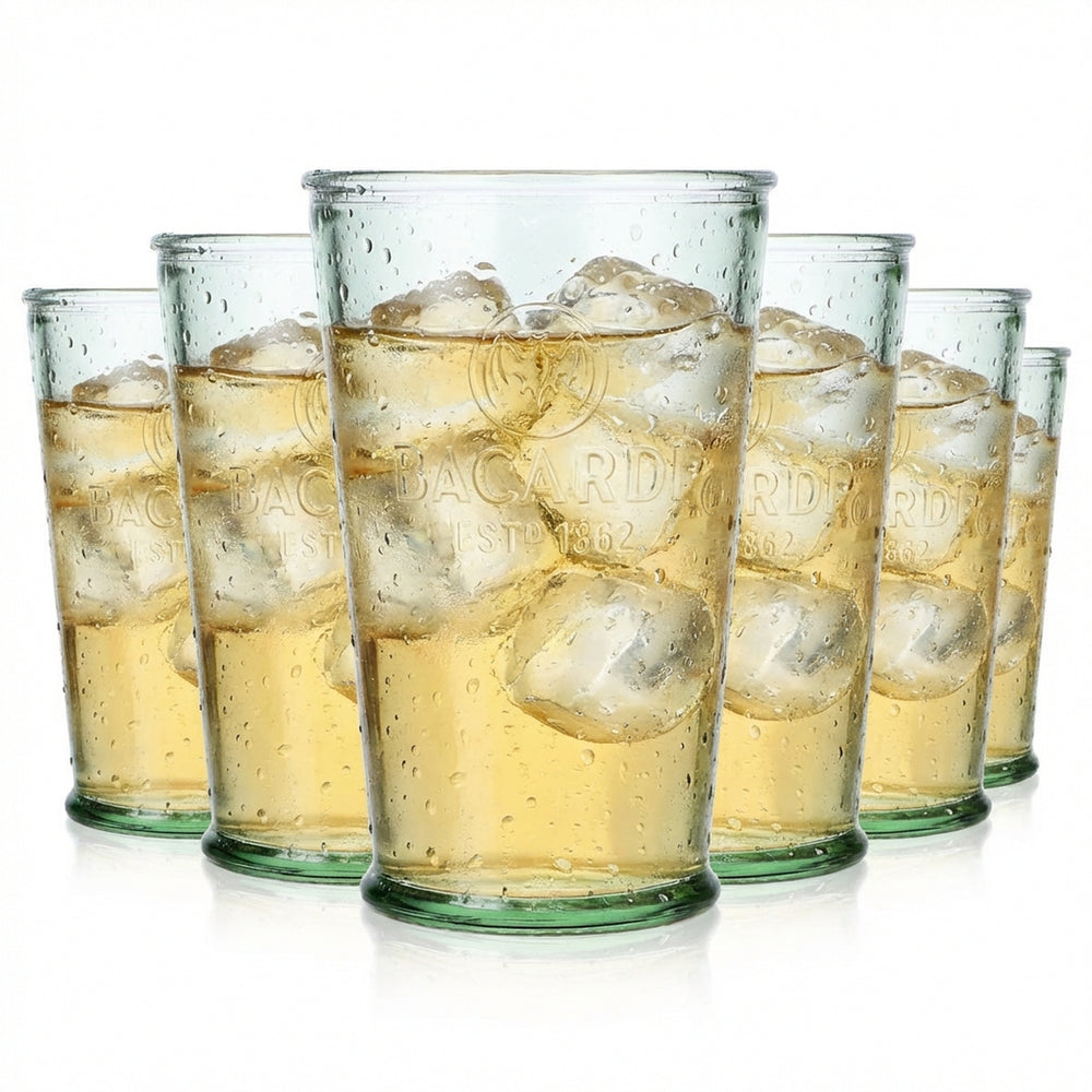 6x Bacardi Rum Glass Rum Glasses Glasses Cocktail Glass Mojito  Green V Shape