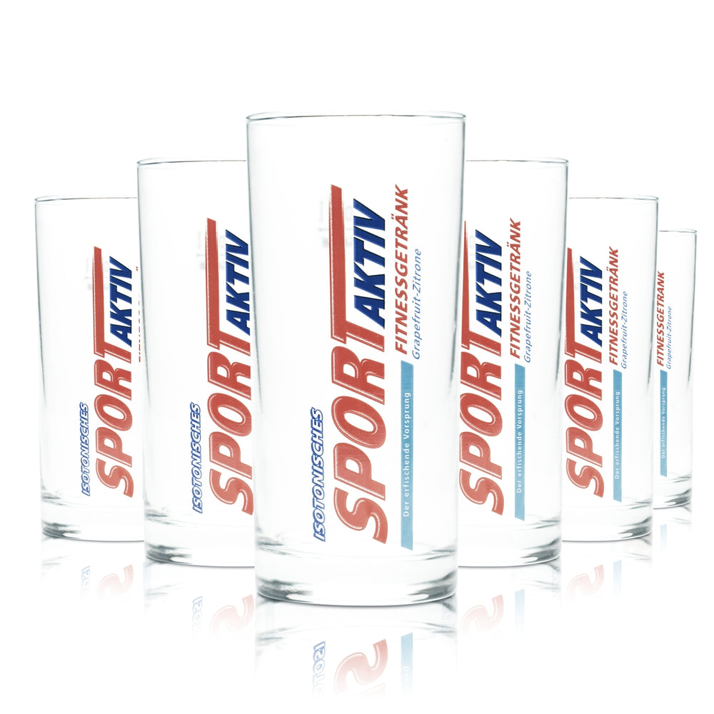 6x Bad Driburger water glass 0.2l cup Sport Active Isotonic Glasses Fitness