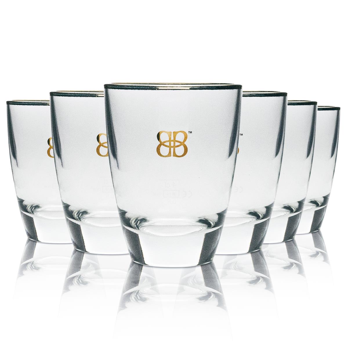 6x Baileys liqueur glass tumblers with gold lettering