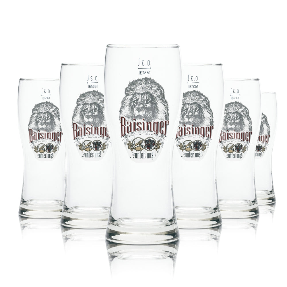 6x Baisinger Glass 0.3l Beer Glasses Manufacture Craft Gastro Bock Light