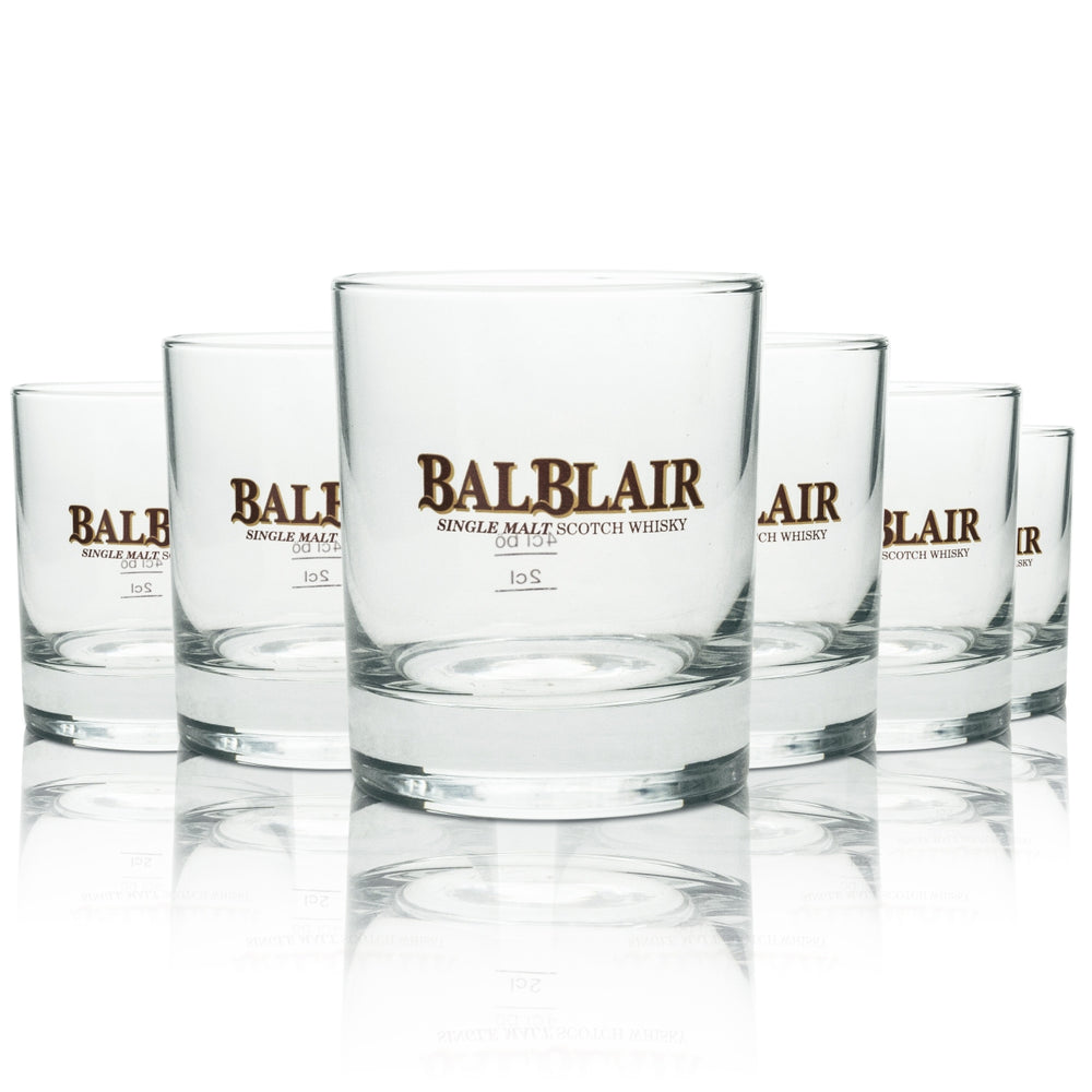 6x Balblair Whiskey Glass Tumbler Logo Red