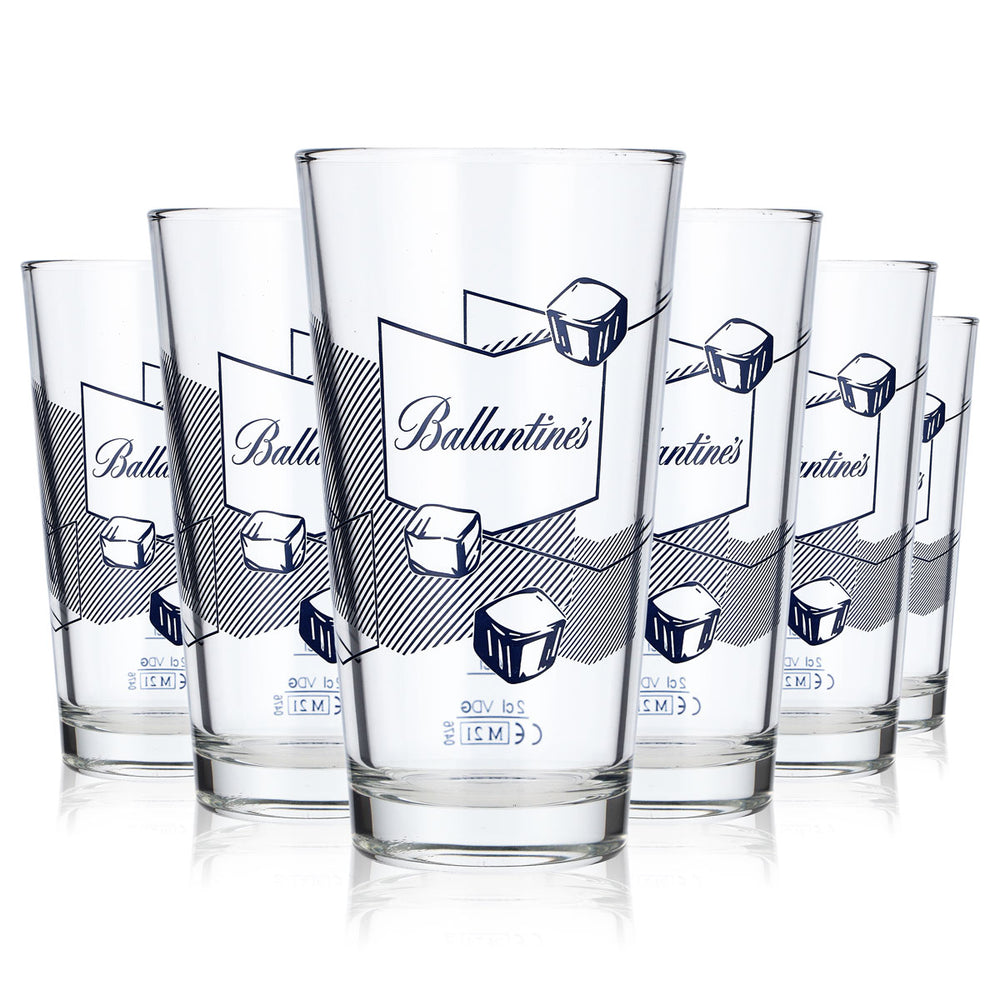 6x Ballantines Whiskey Glass Long Drink Glasses 0.35l LDG Designer Glass
