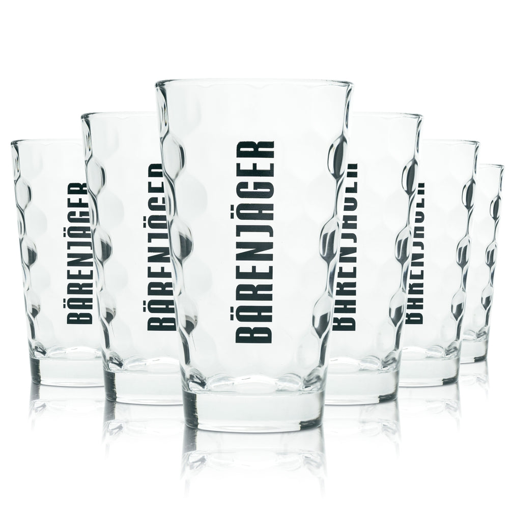 6x Bear Hunter Glass 0.3l Long Drink Cocktail Contour Mug Glasses Gastro Pub