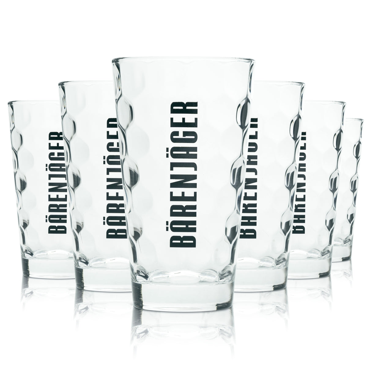 6x Bear Hunter Glass 0.3l Long Drink Cocktail Contour Mug Glasses Gastro Pub