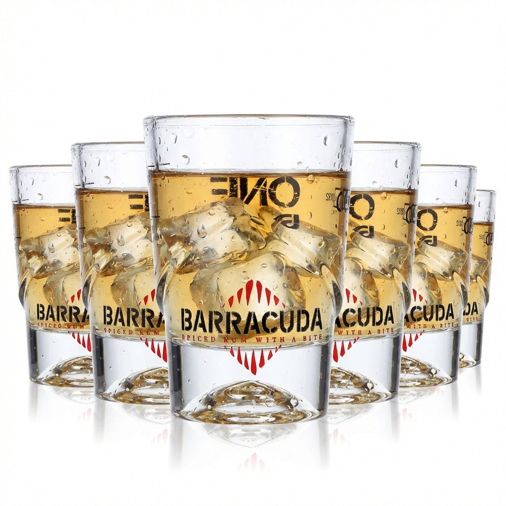 6x Barracuda Rum Glass Shot Glass Short Shot Glasses 4cl Shot Glass "One Bite"