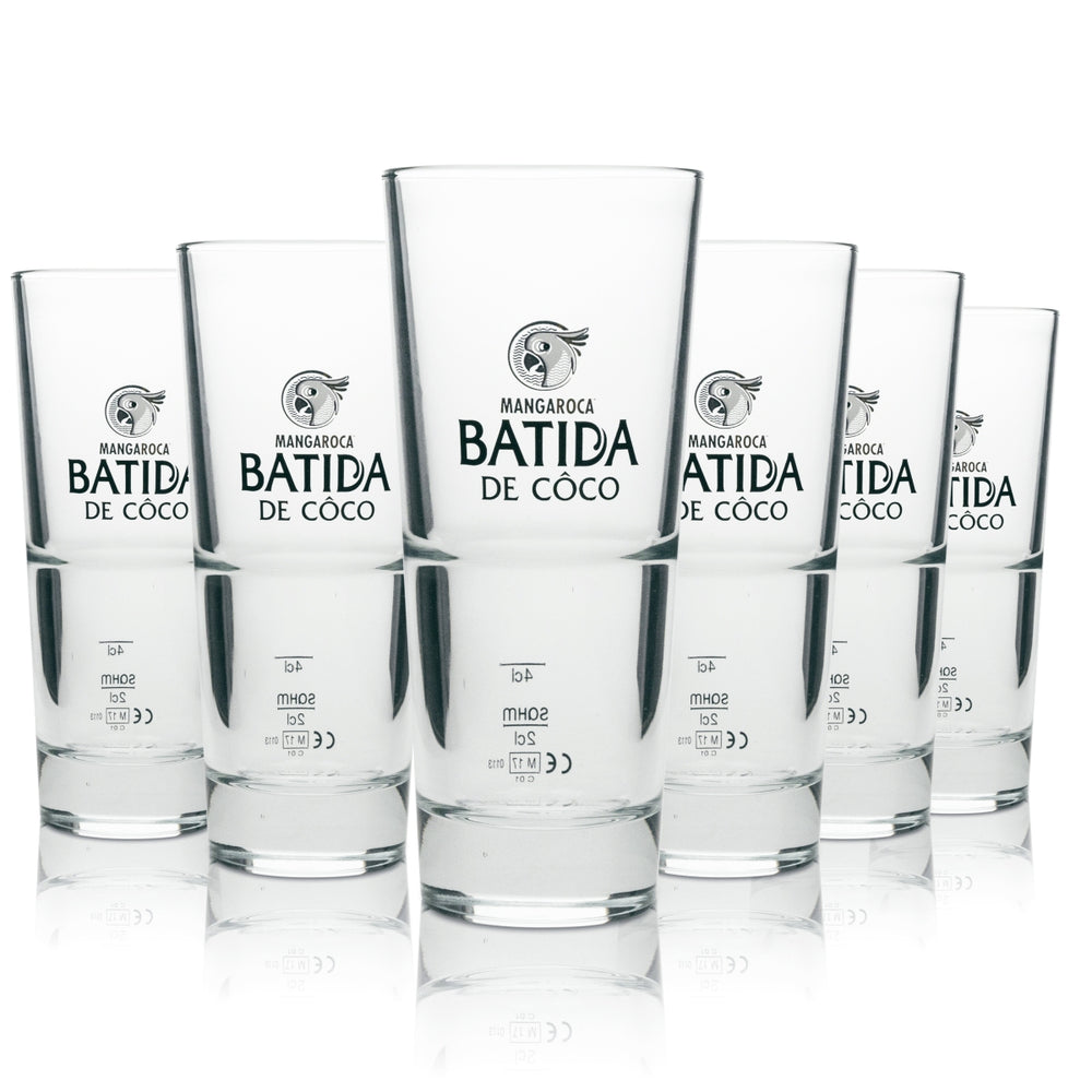 6x Batida de Coco Glass 0.3l Long Drink Cocktail Glasses Stackable Calibrated Catering