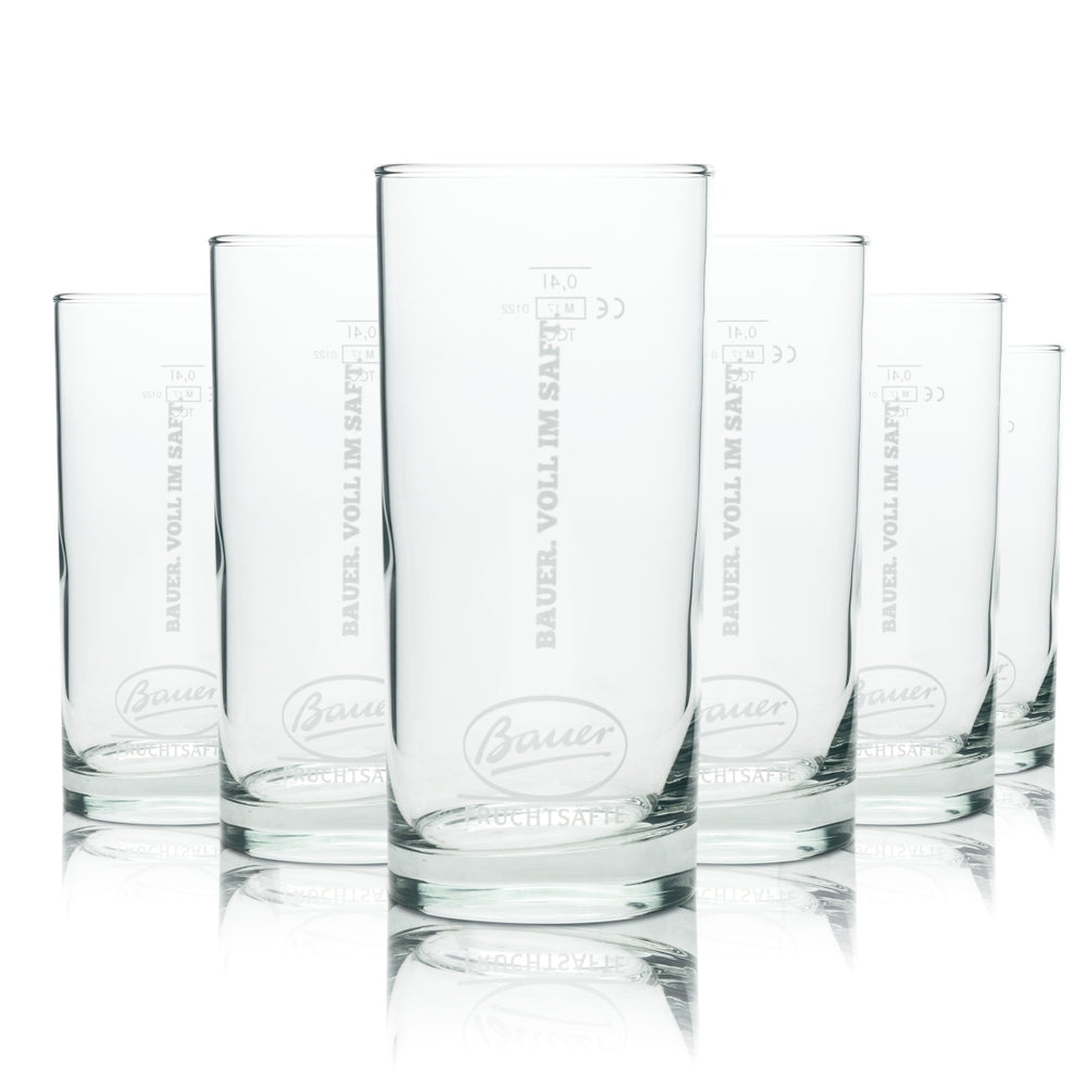 6x Bauer Juice Glass 0.4l Long Drink Amsterdam Cup Cocktail Glasses Gastro Bar