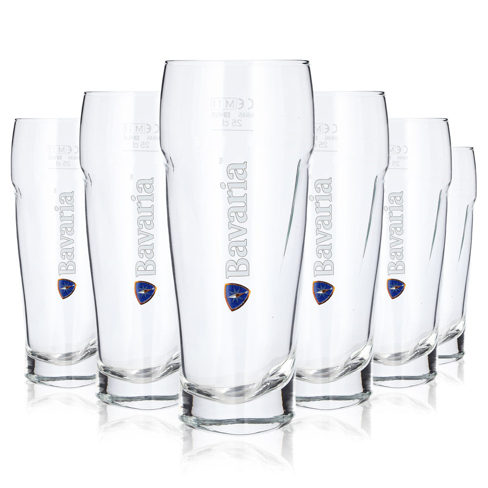 6 Bavaria Beer Glasses, 0.25 L, Triangular Base, Contoured Beer Glass (Set of 6)