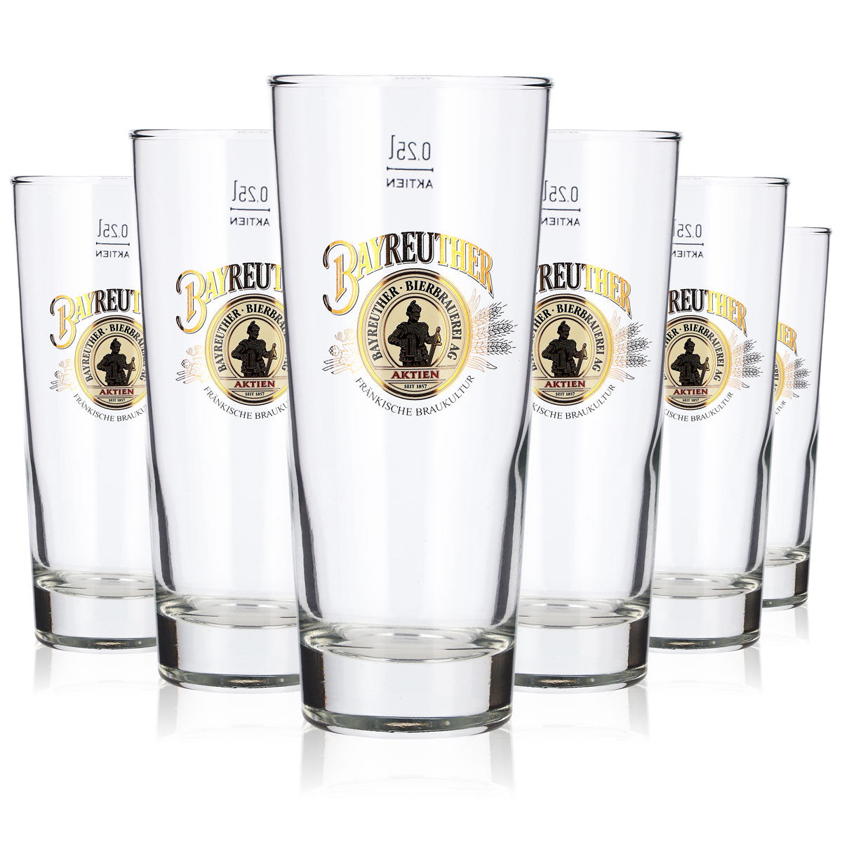 6 Bayreuth Beer Glasses, 0.25 L Tumblers, Frankonia Beer Glasses, Seidel