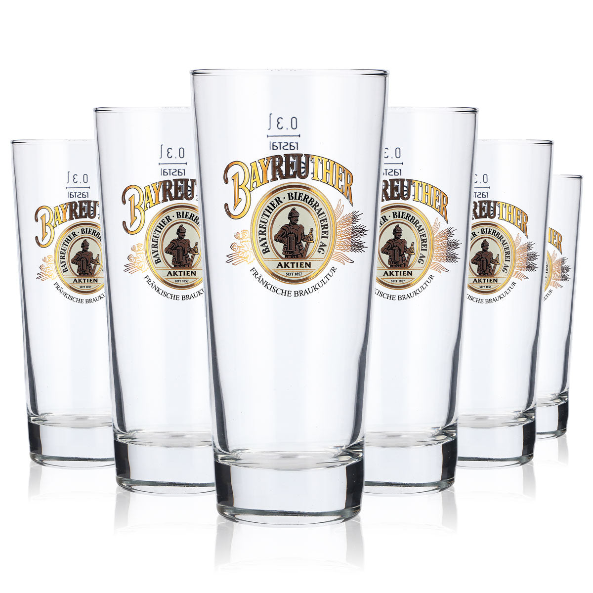 6x Bayreuth beer glass 0.3l mug Beer glasses Beer glass Logo gold – View 5