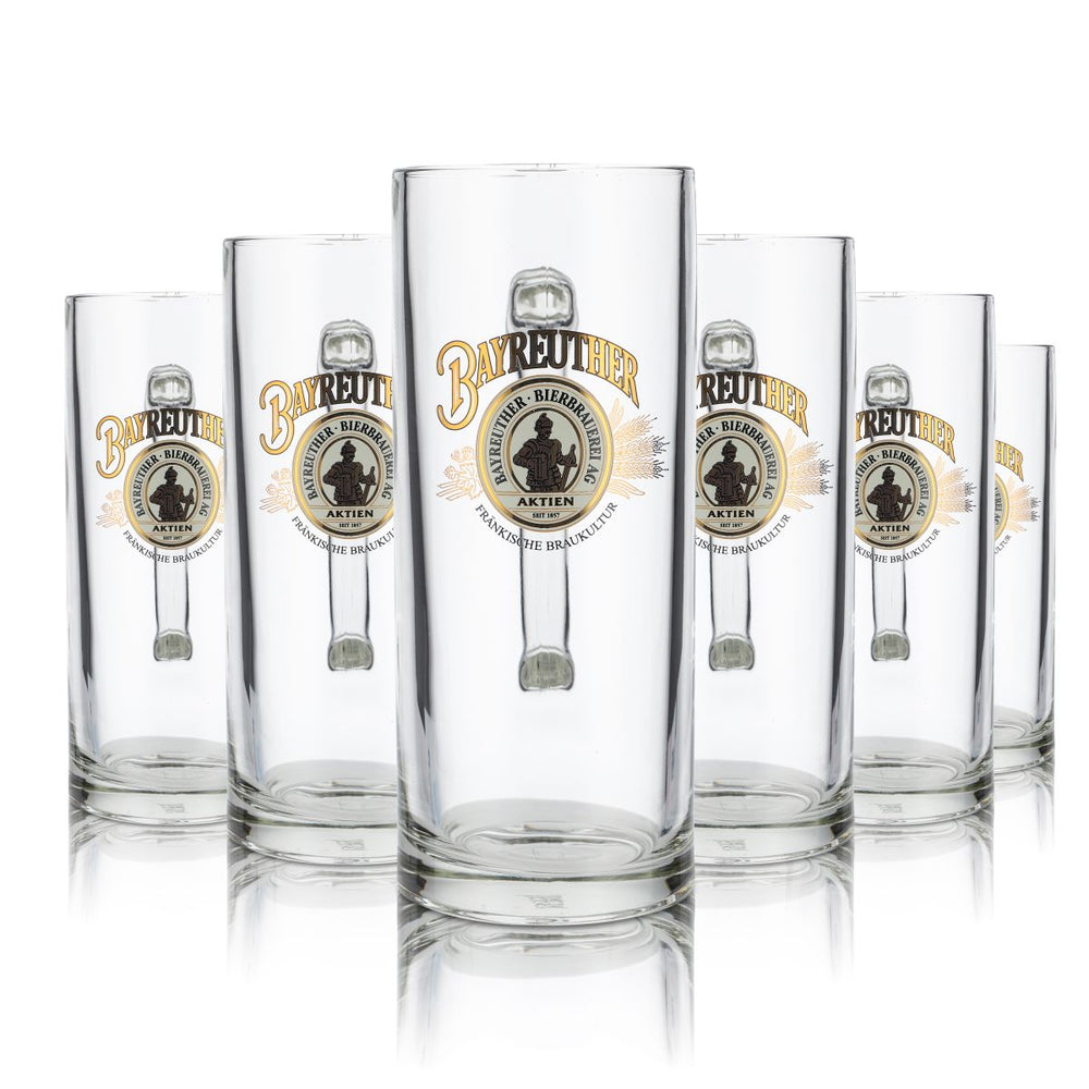 6x Bayreuth glass 0.5l beer mug tankard glasses set brewery gastro