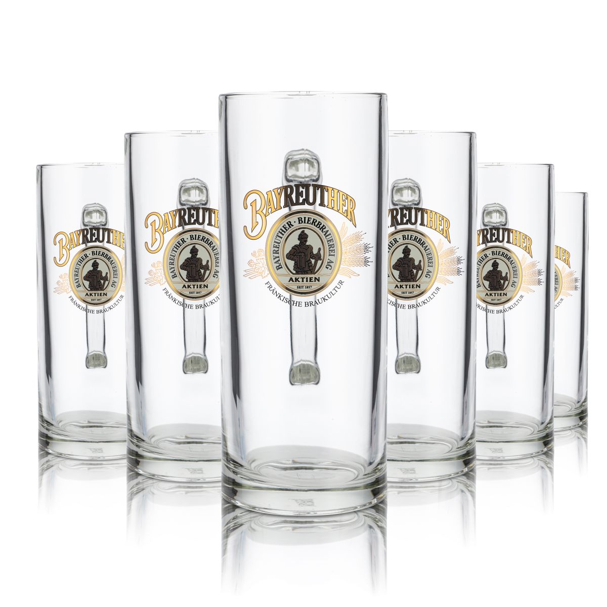 6x Bayreuth glass 0.5l beer mug tankard glasses set brewery gastro