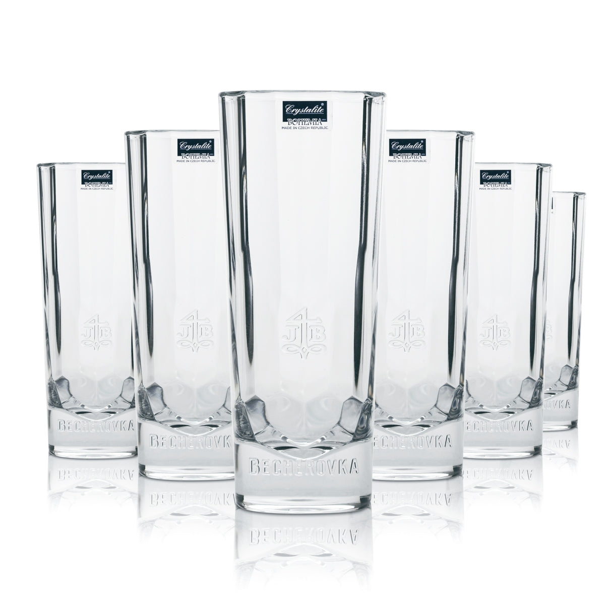 6x Becherovka Vodka Crystal Tumbler Glasses, 300 ml