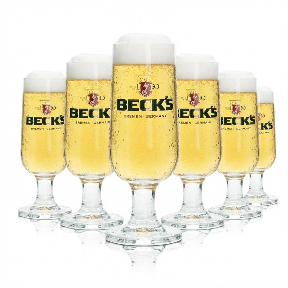 6x Beck's beer glass 0.2 l cup Ritzenhoff tulip glasses brewery silver beer bar