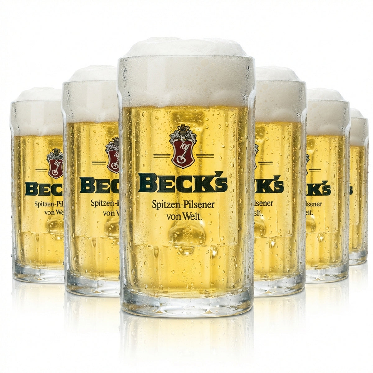 6x Beck's beer glass 0.3l mug with relief Sahm Seidel old logo relief glasses mugs