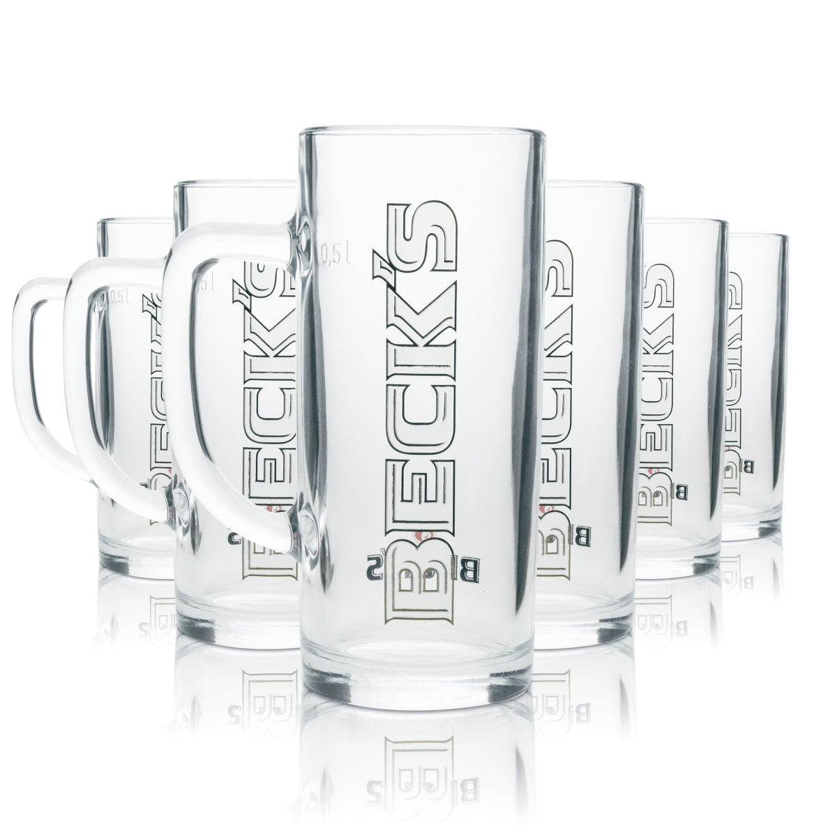 6x Becks Beer Glass 0.5l Mug Donau Sahm