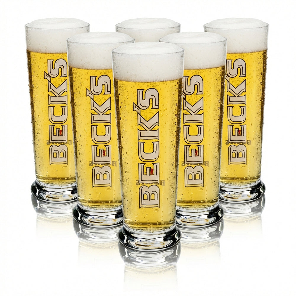 6x Beck's Beer Glass Beer Glasses Glasses 0.3l Cup Glass Seattle Sahm