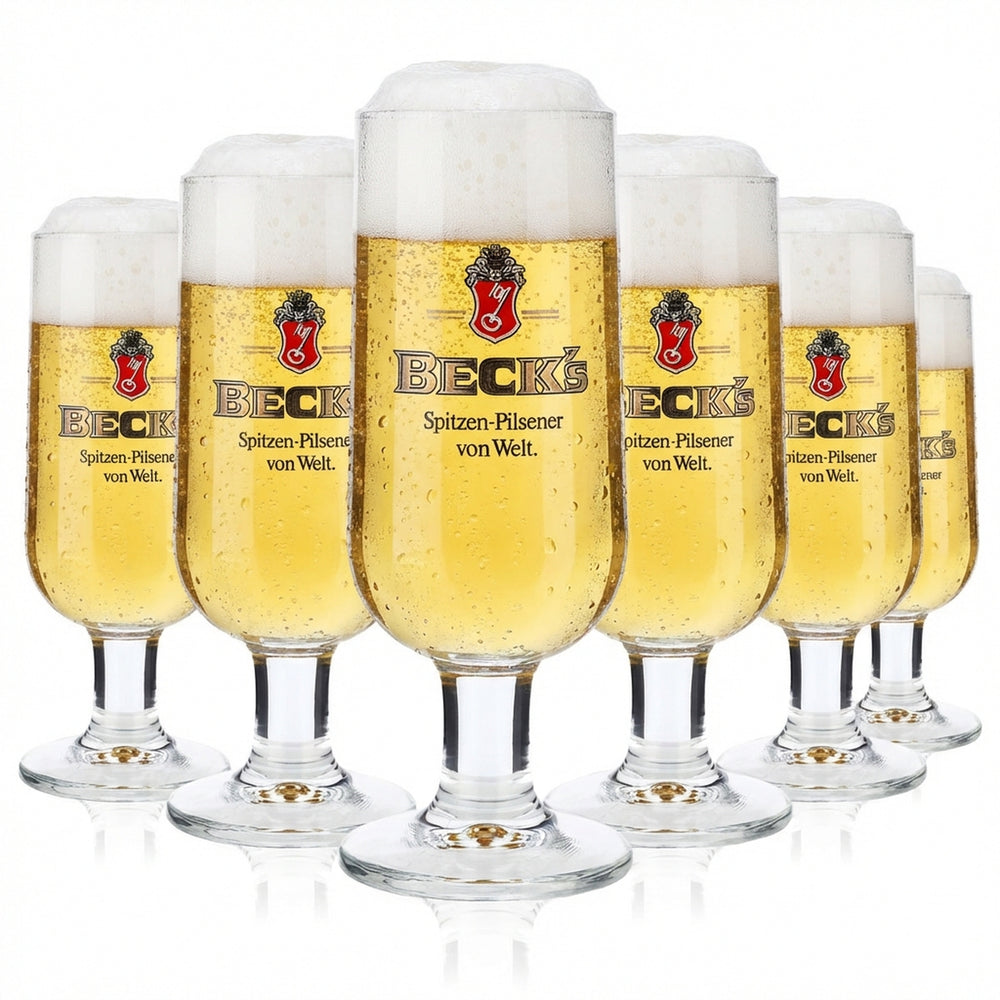 6x Beck's Beer Glasses 0.3l Goblet Glass "World-Class Premium Pilsner" RC
