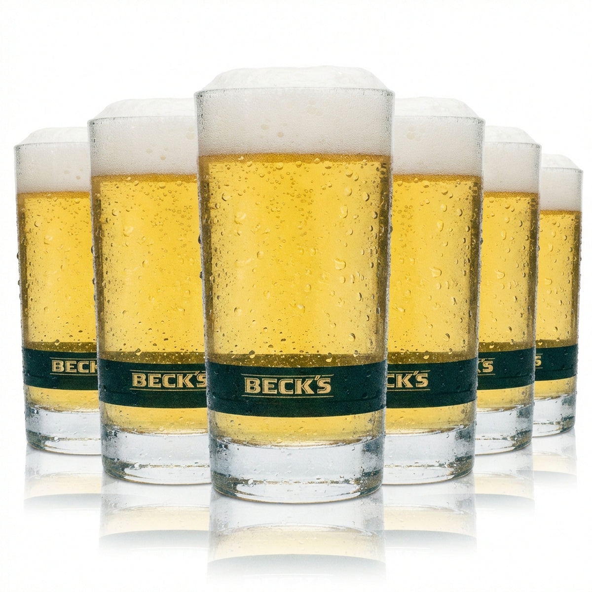 6x Becks Beer Glass Long Drink 250ml gray stripe