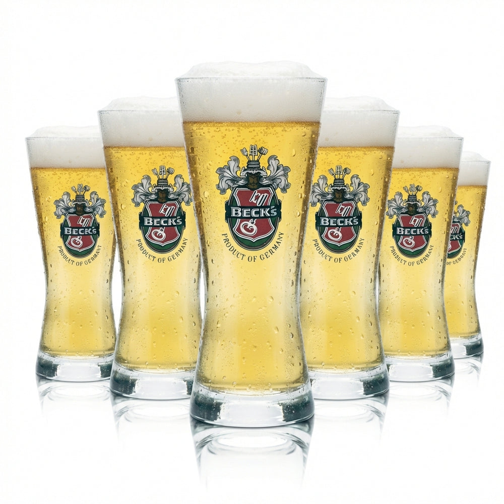 6x Becks Glass 0.2l Beer Mug Trophy Tulip Cup Glasses Brewery Beer Pils Pub