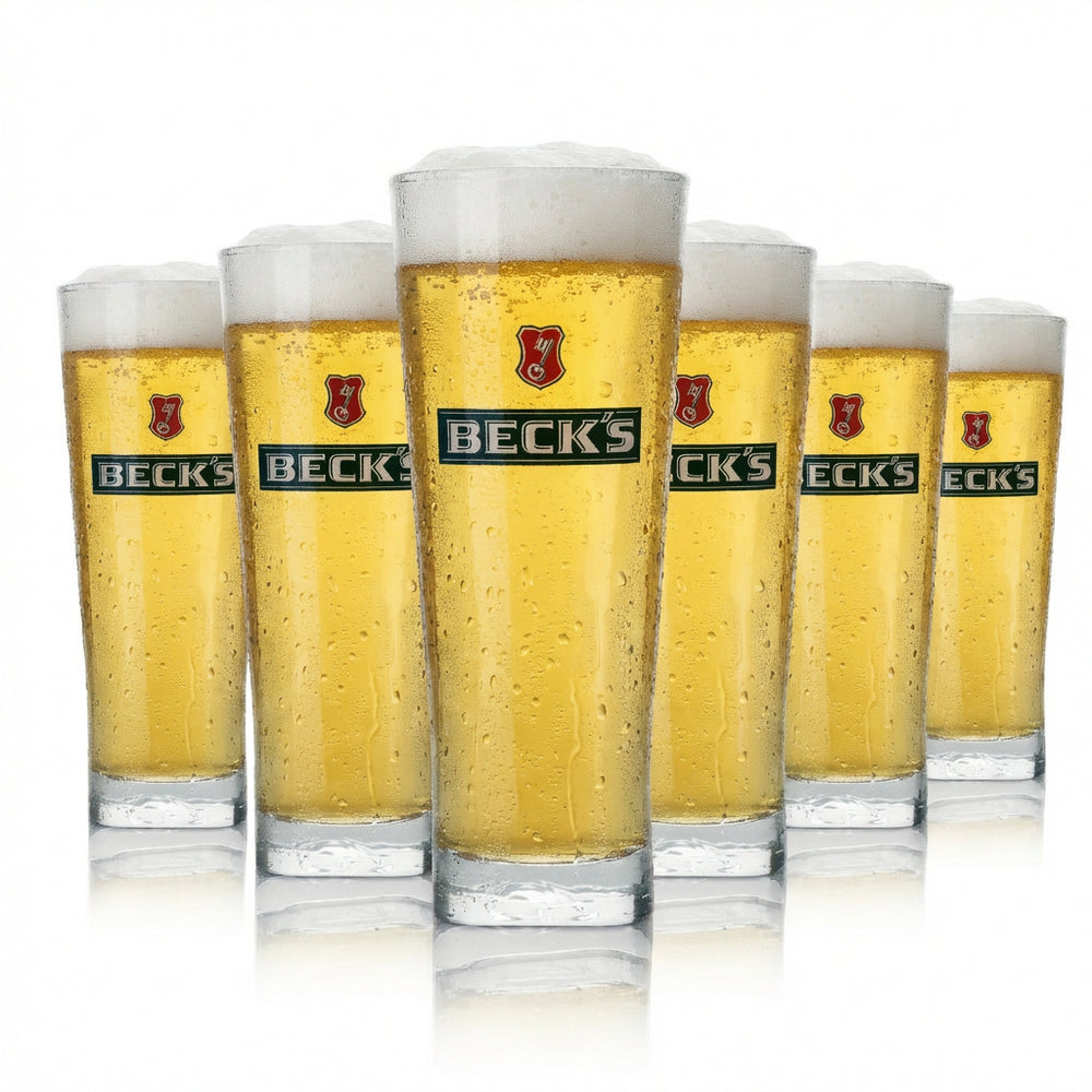 6x Becks Glass 0.5l Henry Becher Contour Glasses Gastro Pils Gold Unfiltered Beer