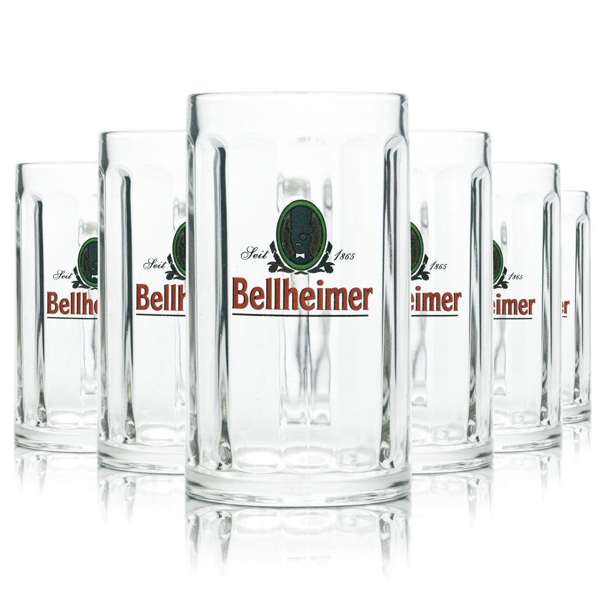 6x Bellheimer glass 0.5l contour beer mug tankard glasses Palatinate brewery