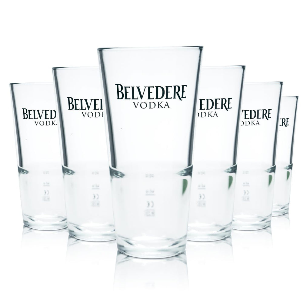 6x Belvedere Vodka Glass 0.376l Longdrink Glass Cocktail Glass Highball Glasses Oak