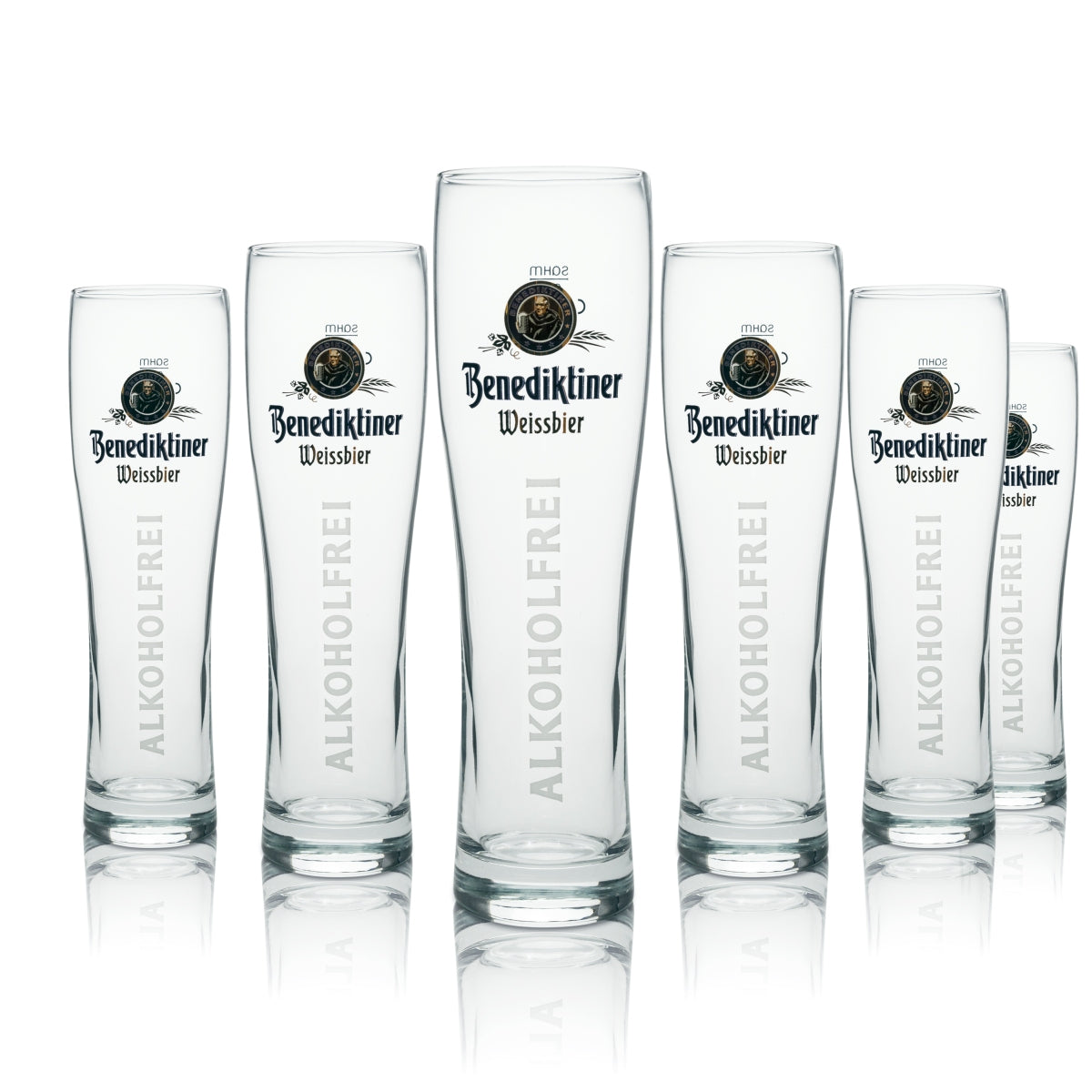 6x Benedictine Beer Glass 0.5l Wheat Alcohol-Free Sahm Madison