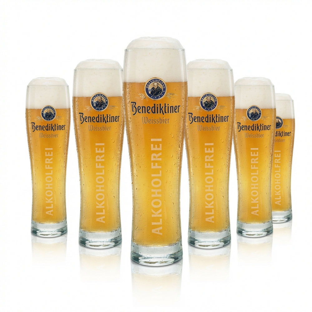 6x Benedictine beer glass set 0.3l wheat beer glasses Non-alcoholic with calibration mark Suitable for catering