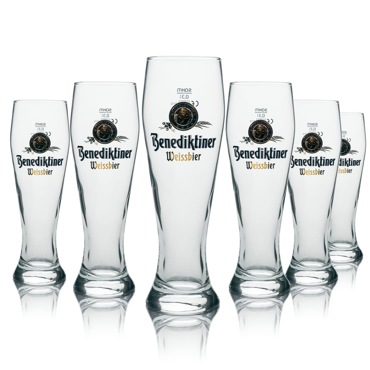 6x Benedictine Glass 0.3l Wheat Beer Yeast Crystal Wheat Glasses Gastro Calibrated