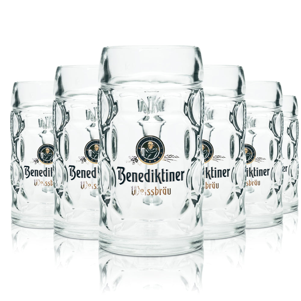 6x Benediktiner Weissbräu beer glass 0.5l mug Isar Seidel Henkel glasses mugs