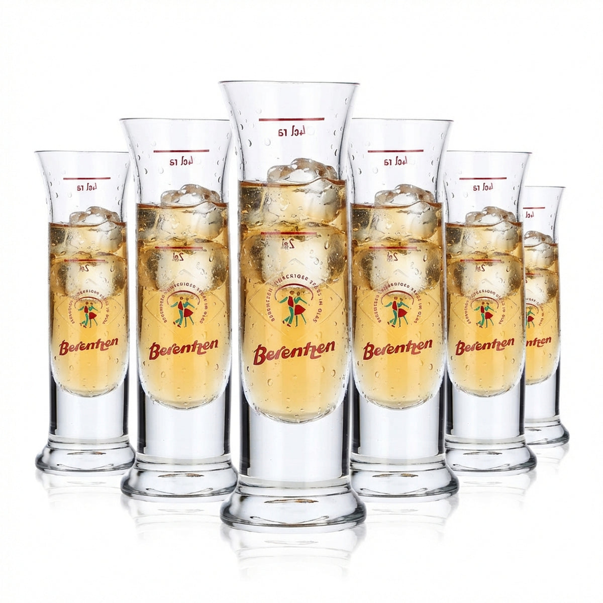 6x Berentzen liqueur glass Stamper 2cl/4cl shot glass "Crisp fun in everyday life"