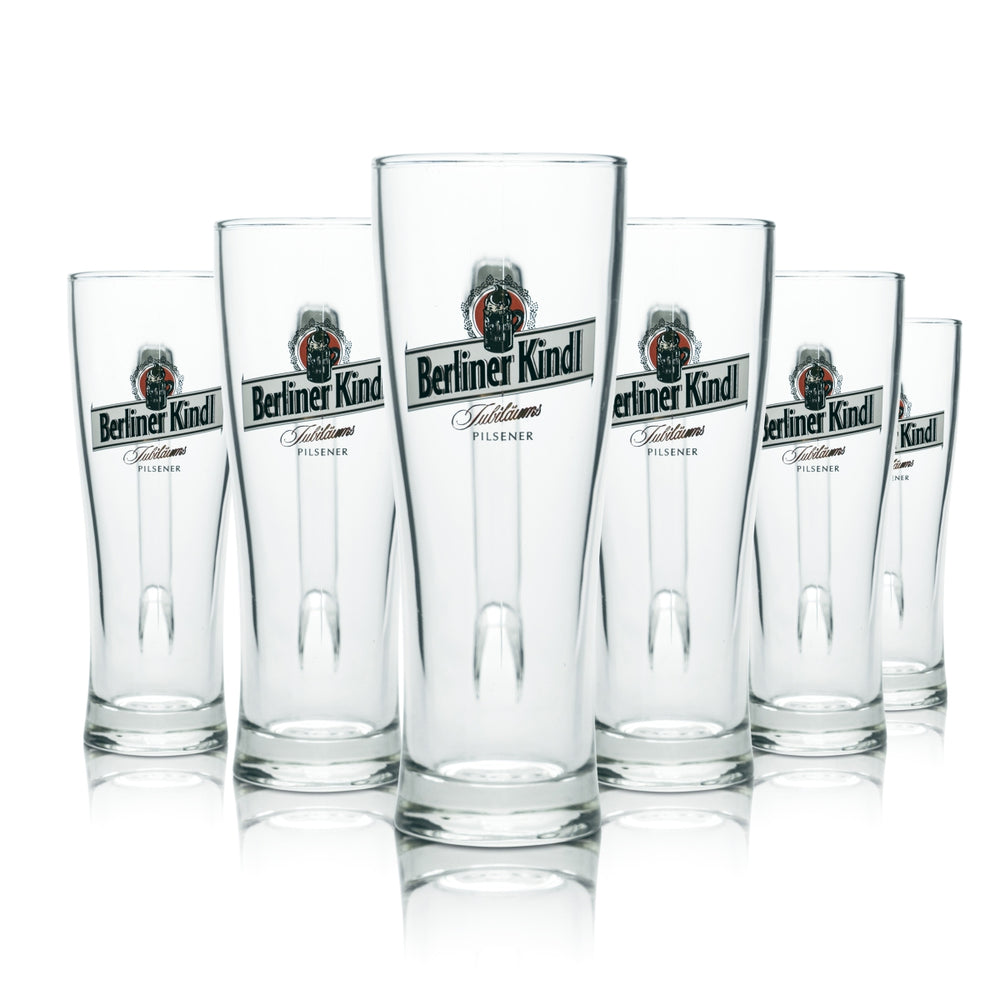 6x Berliner Kindl 0.5l beer mug design contour glasses Pilsener brewery