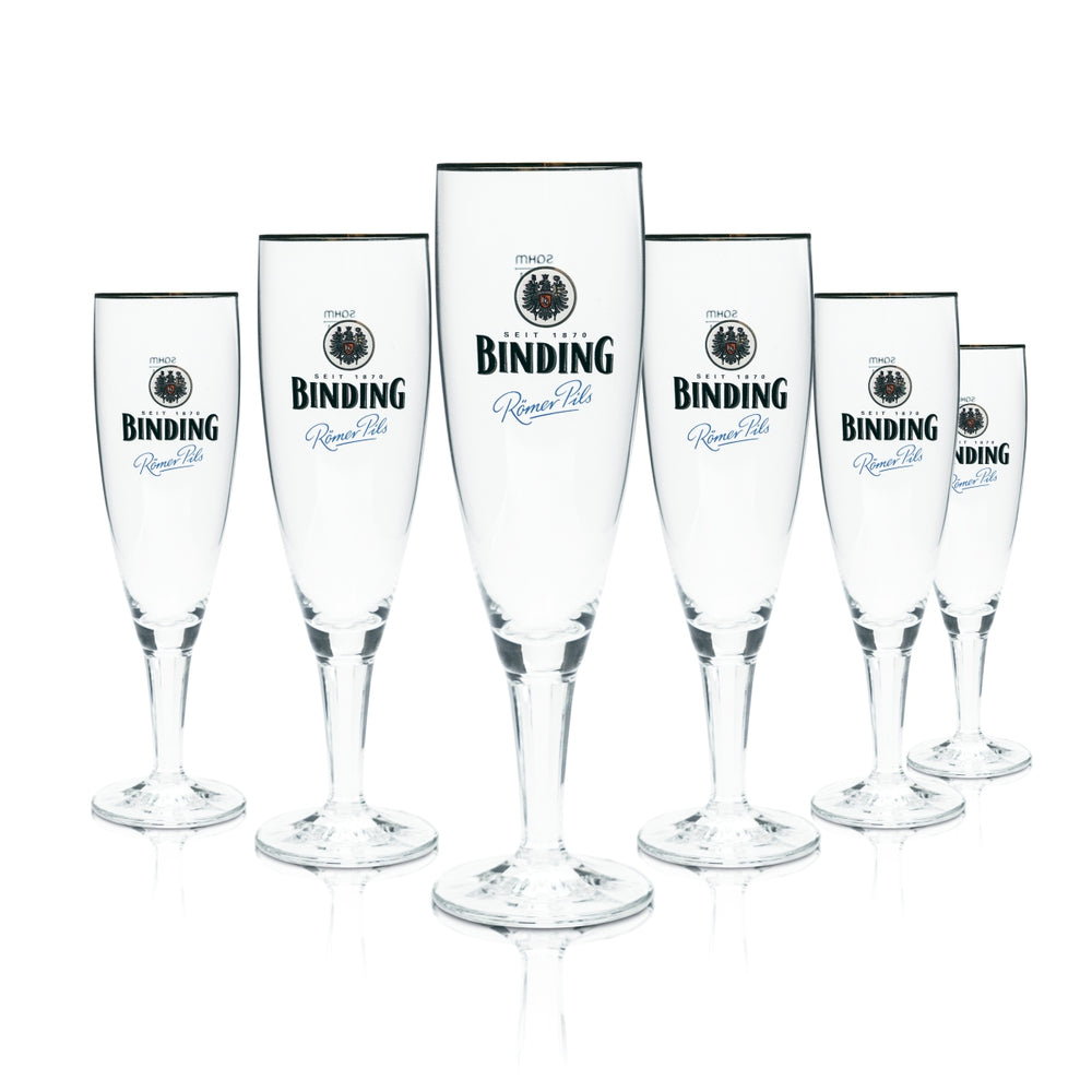 6x Binding Glass 0.3l Beer Cup Tulip Roman Pilsner Gold Rim Glasses Brewery Gastro