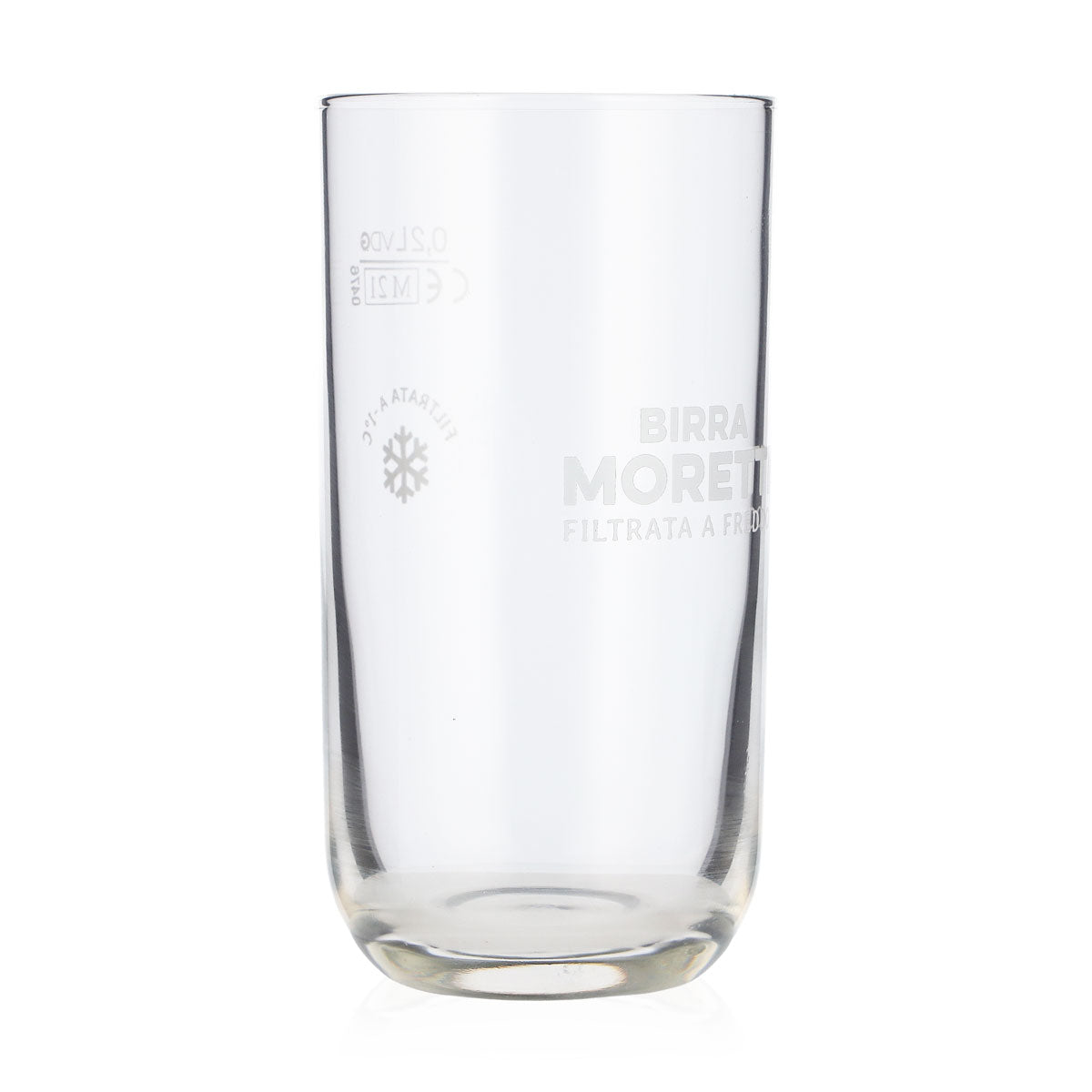 6 Birra Moretti Beer Glasses, 0.2 L Tumblers, White Lettering, Round Base (Set of 6) – View 2