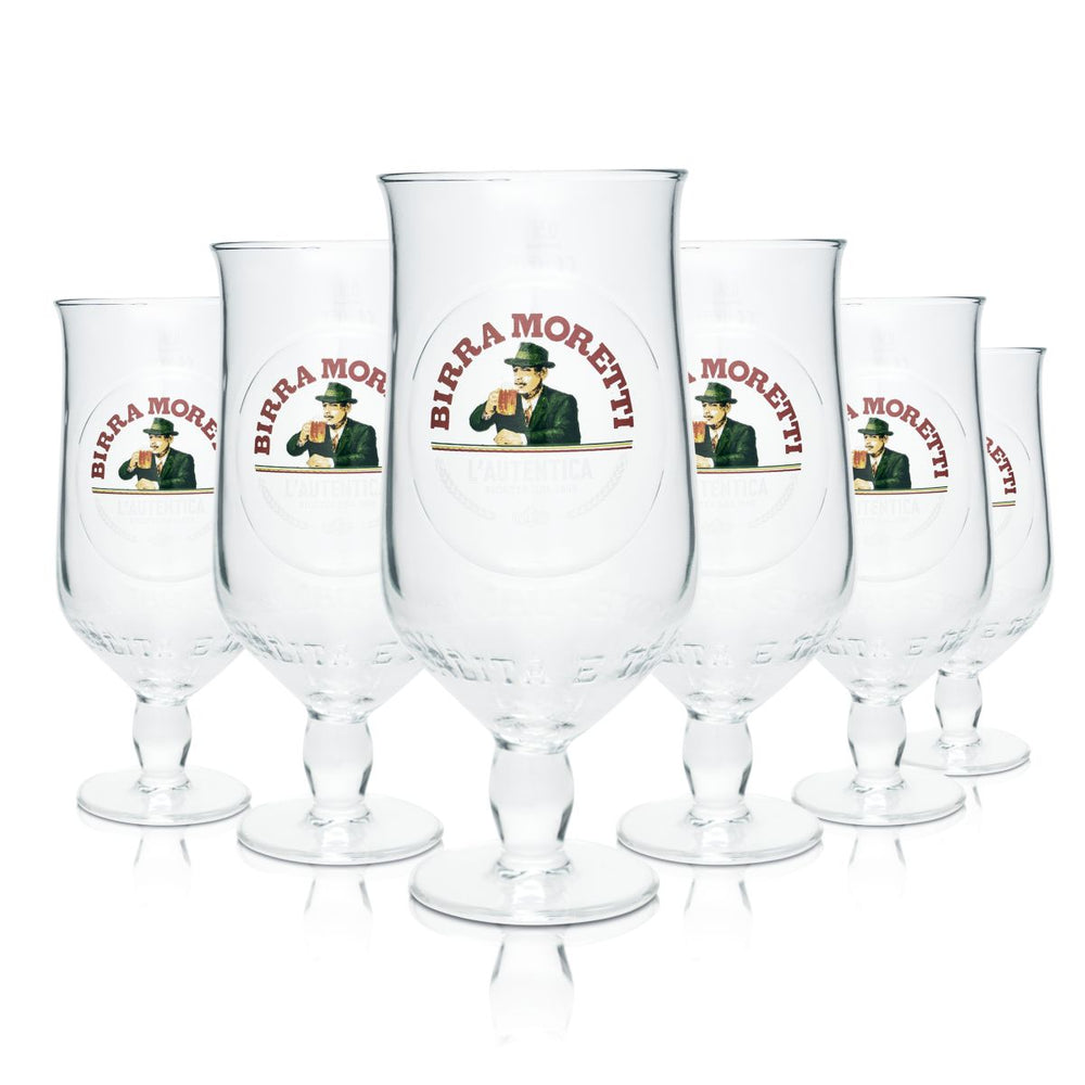 6x Birra Moretti Beer Glass 0.5l Tulip L'Autentica Italian Beer Glasses