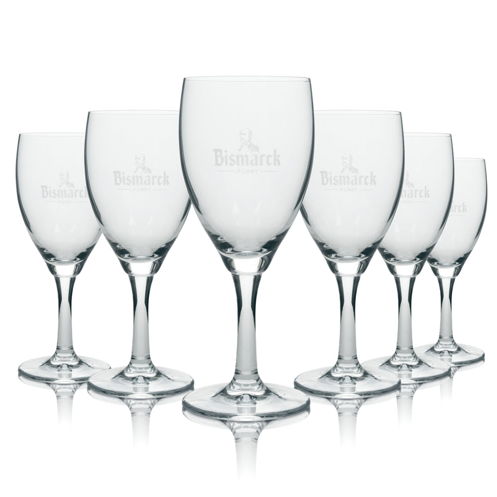 6x Bismarck water glass, white lettering with head, Ritzenhoff, 26 cl
