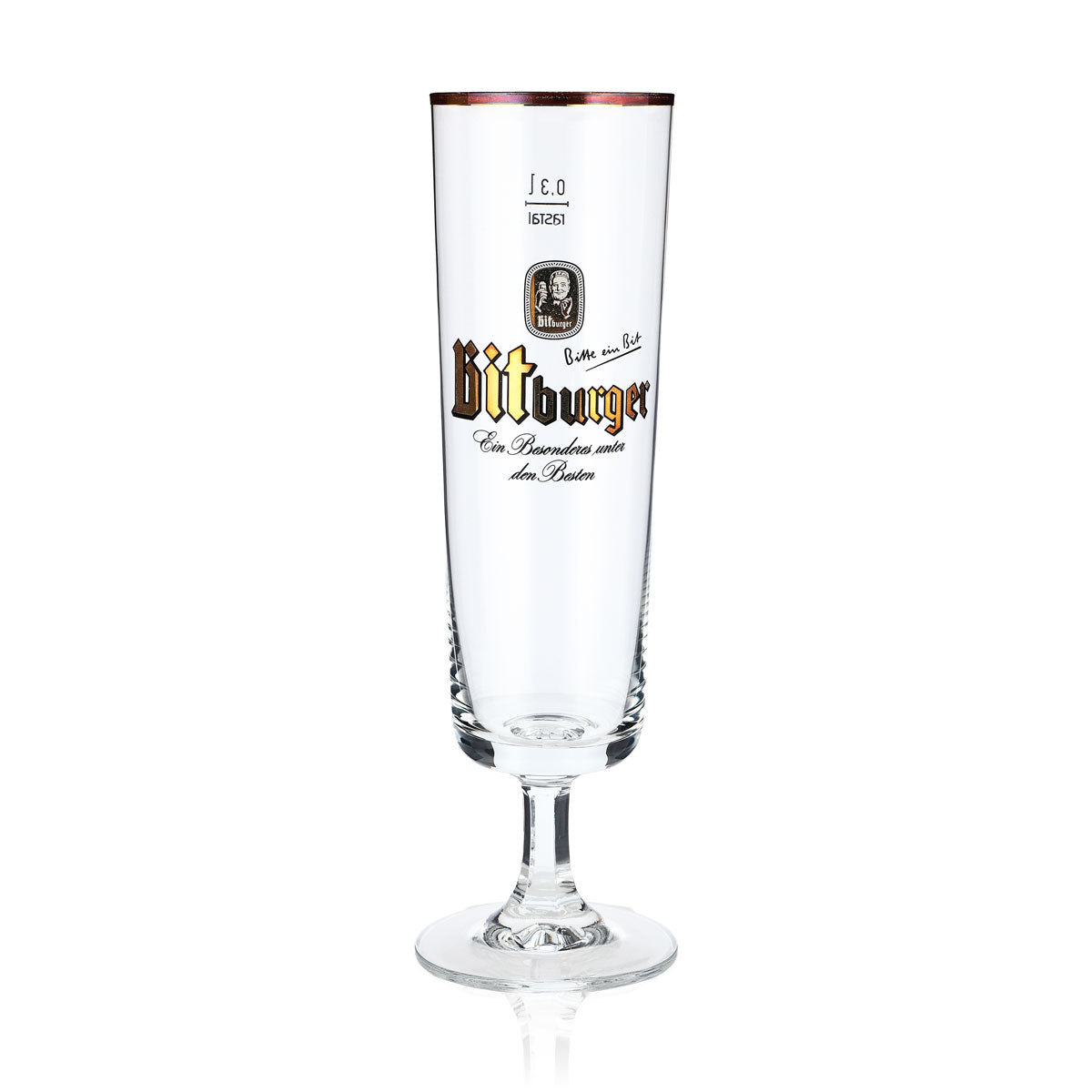 6x Bitburger Beer Glasses Exclusive Tulip Glass 0.3 Gold Rim – View 2