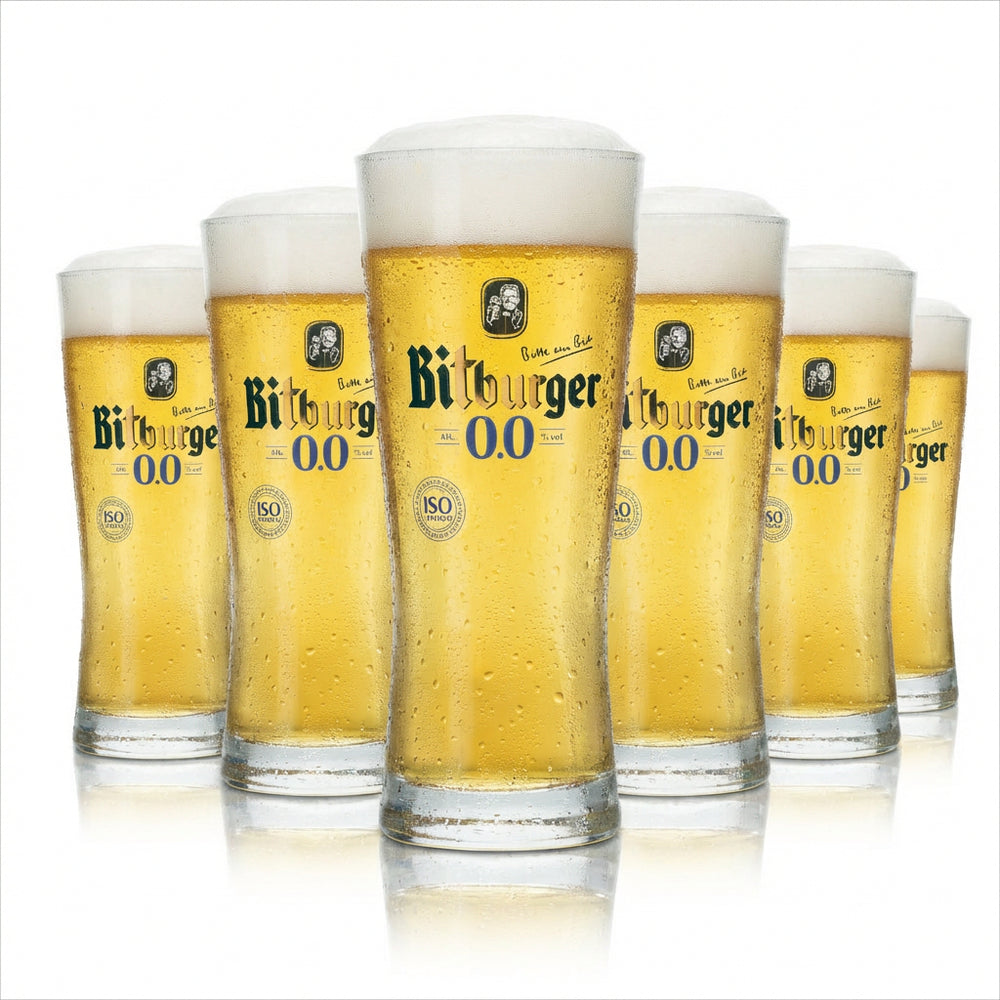 6x Bitburger Beer Glass 0.3l Cup Trophy Tulip Glasses Non-Alcoholic Gastro Bar