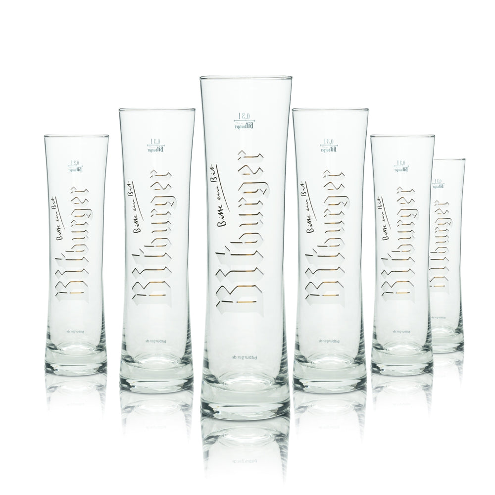 6x Bitburger beer glass 0.3l mug Sahm Willi glasses Pils tumbler trophy tulip
