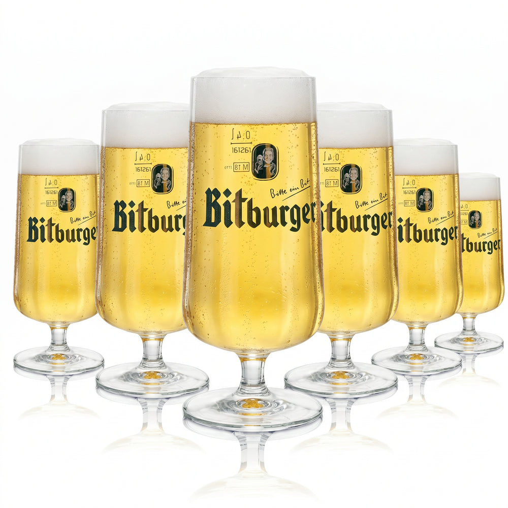 6 Bitburger Beer Glasses, 0.4 L, Exclusive Tulip-Shaped Glass