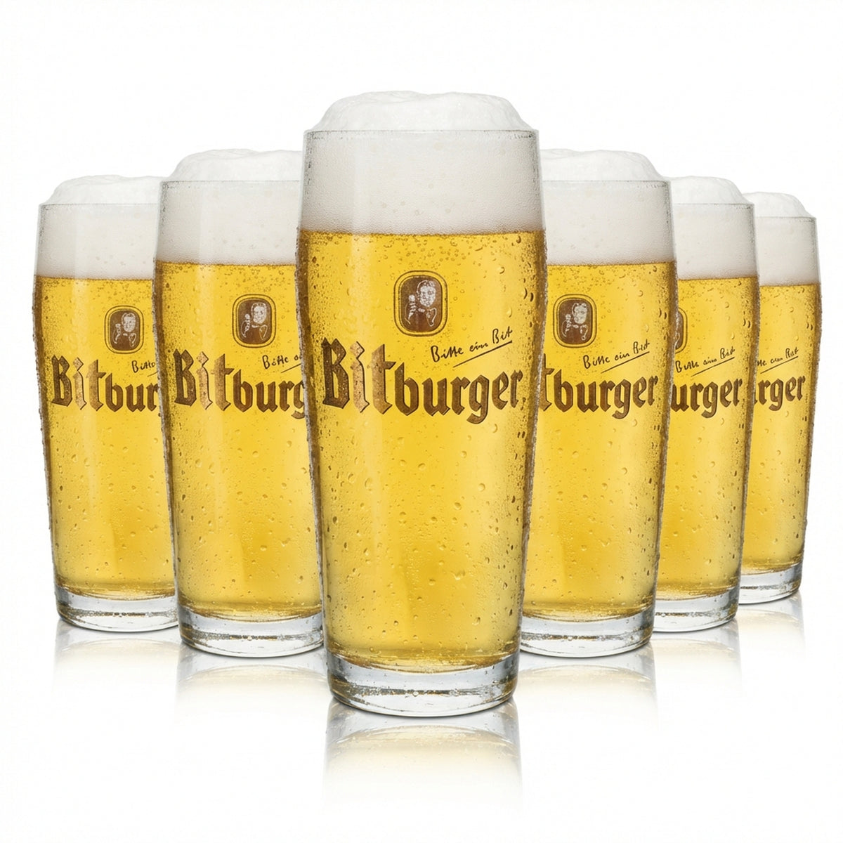 6 Bitburger Beer Glasses (0.5 L) Willibecher