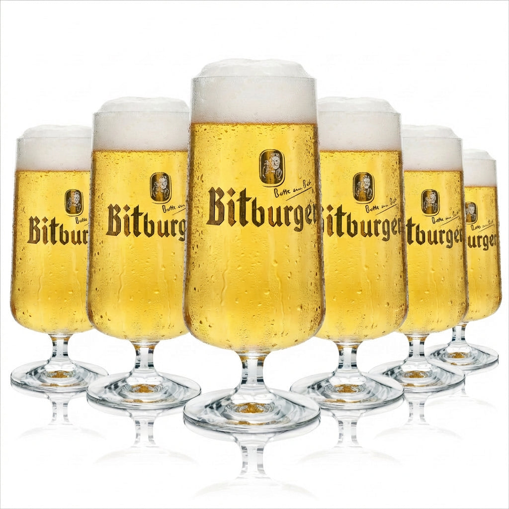 6x Bitburger Beer Glass Exclusive Trophy 500ml rastal