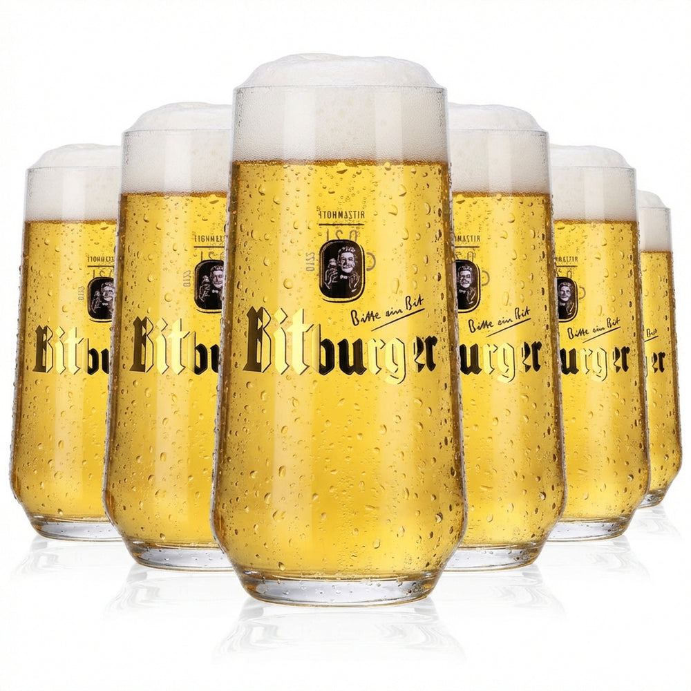 6x Bitburger beer glasses, 0.2 l, bit-shaped, belly-shaped, Ritzenhoff