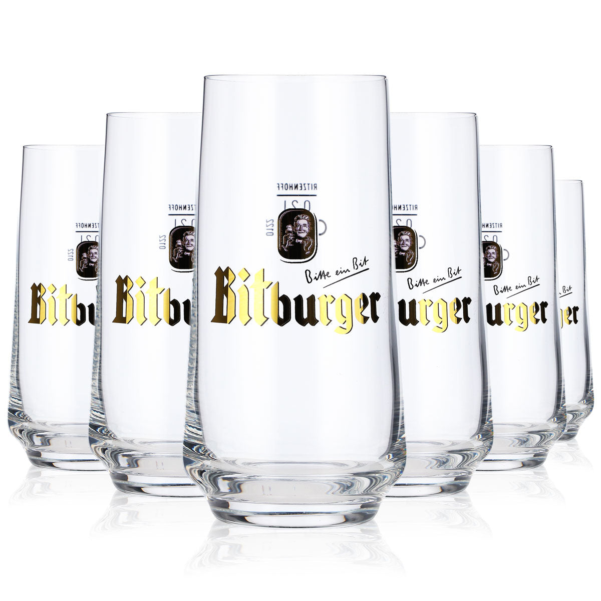 6x Bitburger beer glasses, 0.2 l, bit-shaped, belly-shaped, Ritzenhoff – View 2