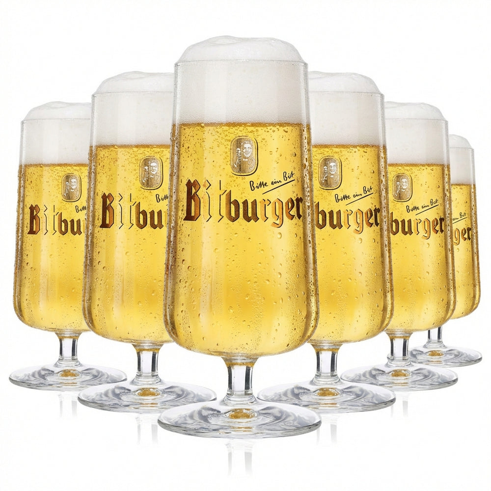6x Bitburger Beer Glass Trophy Glasses 0.2l Beer Glasses with NFC Chip Rastal