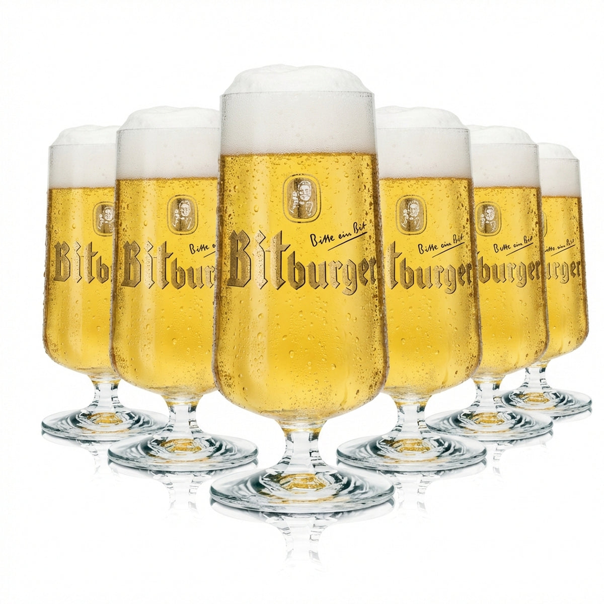 6x Bitburger Glass 0.1l Tulip Glasses Gastro Beer Tasting Pils Brewery Bar